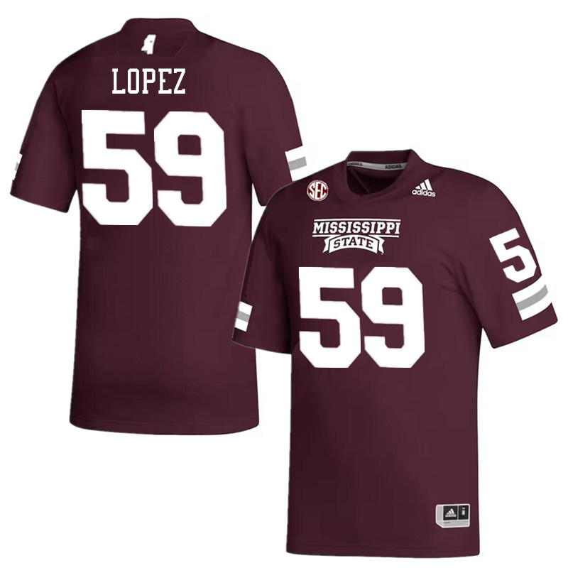 Men #59 Alex Lopez Mississippi State Bulldogs College Football Jerseys Stitched-Maroon